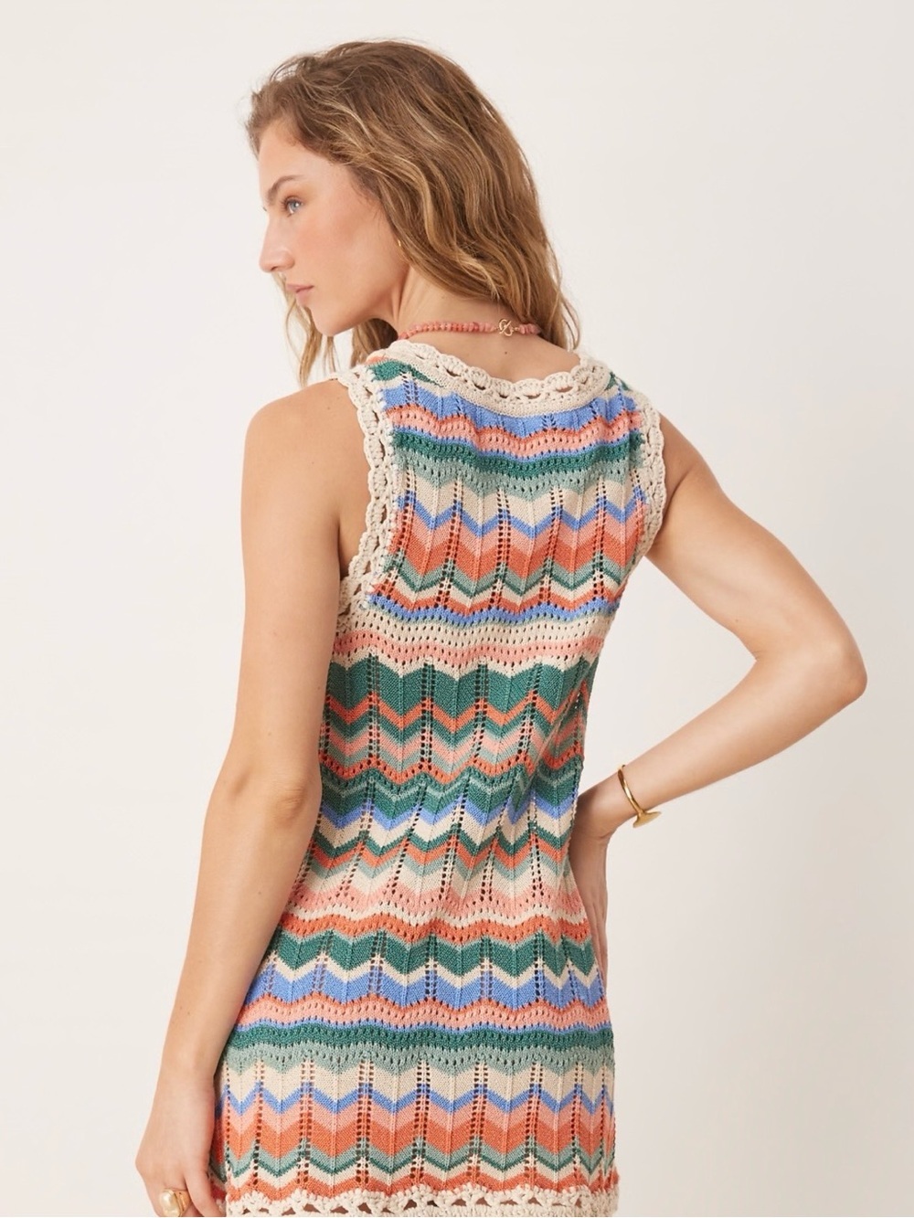 Free People Sandy Mae Crochet Mini Dress XL NWT Boho Euro Summer RARE Bohemian - Picture 5 of 9